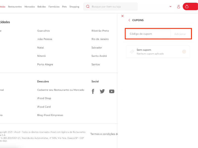 iFood cupom